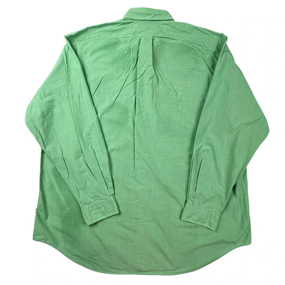 Polo Ralph Lauren Blake Shirt Green Micro Check Cotton Button Down Mens XL